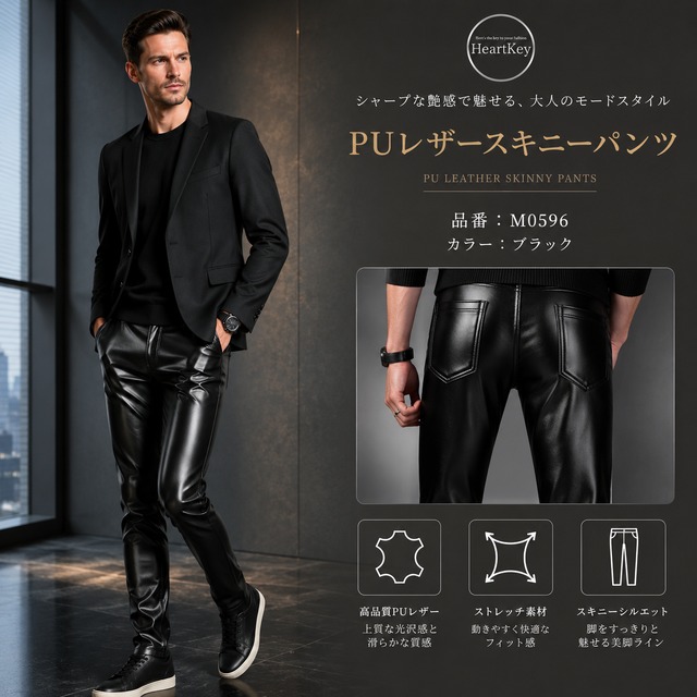 PUレザースキニーパンツ M0596