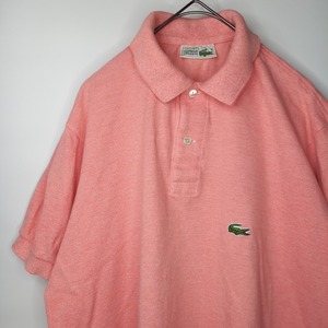 70s　80s　フレンチラコステ　半袖　ポロシャツ　刺繍ロゴ　無地　ユーロ古着