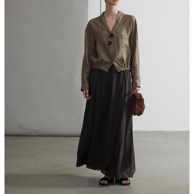 【バンドカラーウエストゴムジャケット】P02100