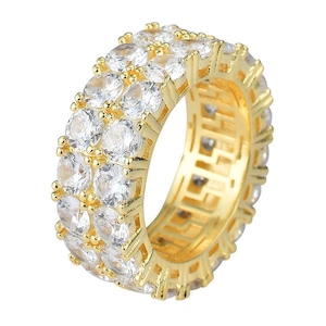Double Layer Diamond Band Ring 【GOLD】