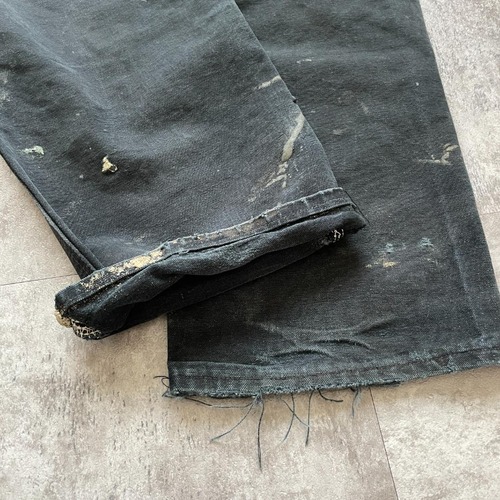 推定90s USA製 ブラック ダブルニー Carhartt B01 36×34 詳細写真16