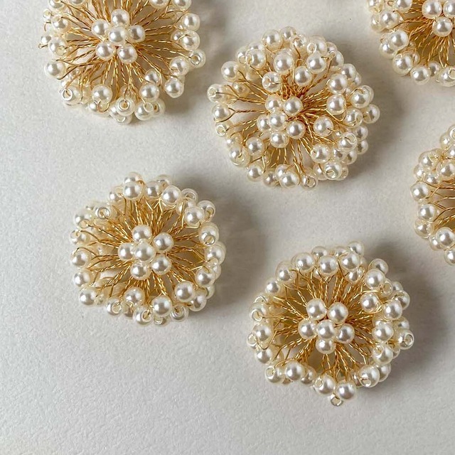 パールのお花ワイヤーデコパーツ（32mm）