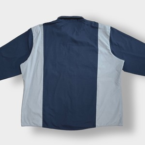 【Dickies】ワークシャツ 企業系 企業ロゴ ワンポイント ワッペン 4X ビッグシルエット 切替 ディッキーズ us古着