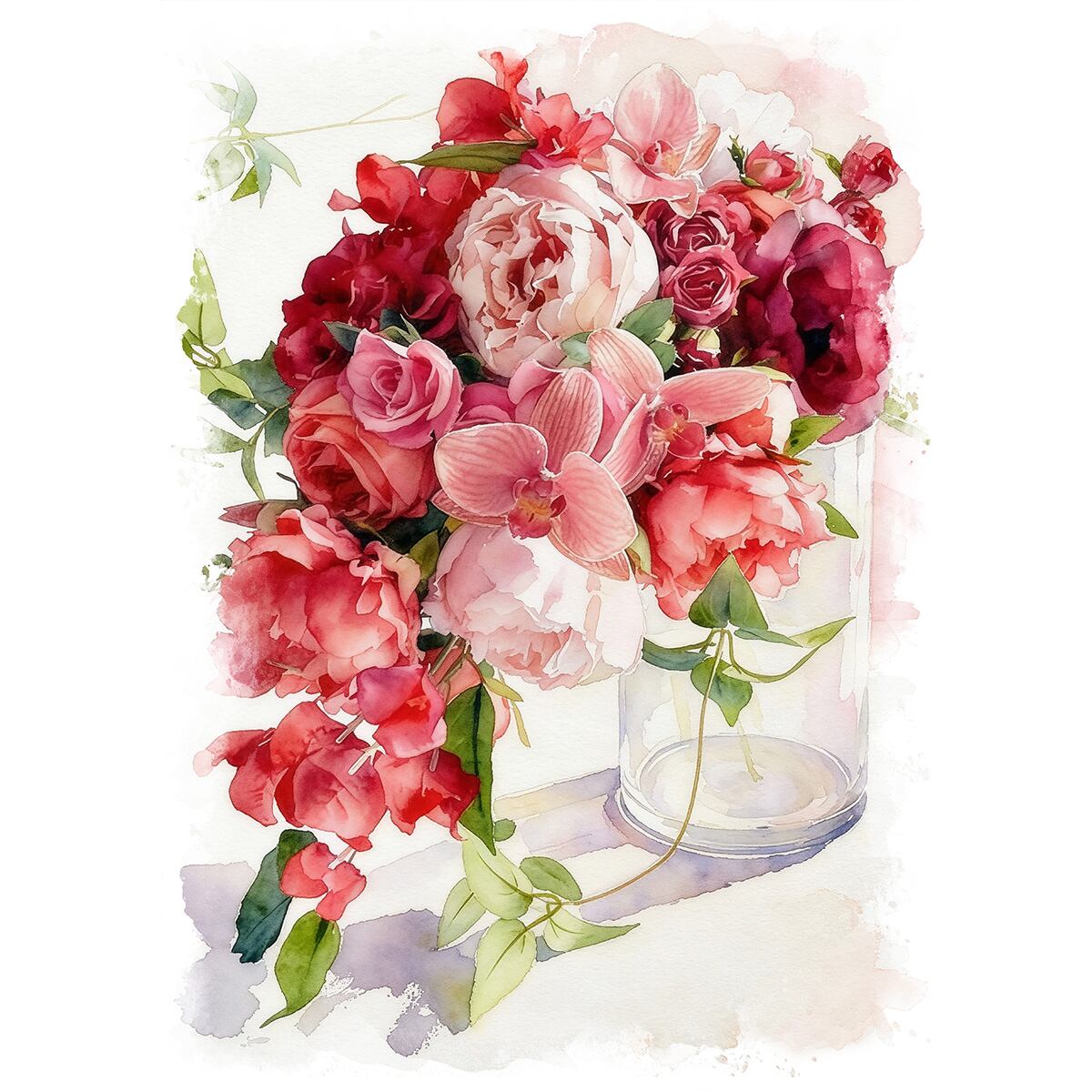 絵画 花(フラワー) 花瓶の花 インテリアアート額付き 水彩画・油絵調
