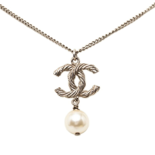 シャネル ココマーク ネックレス シルバー メタル フェイクパール レディース CHANEL 【中古】