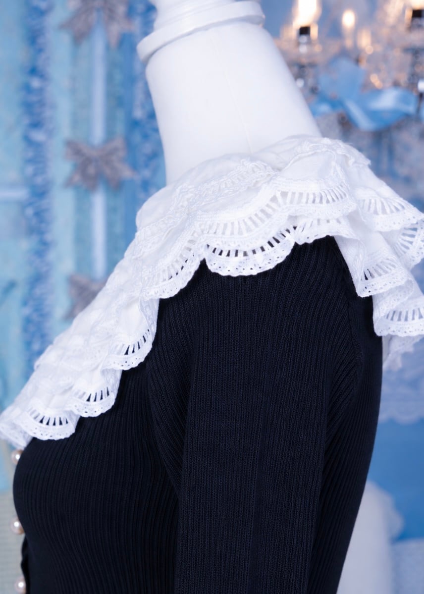 frill collar peplum knit