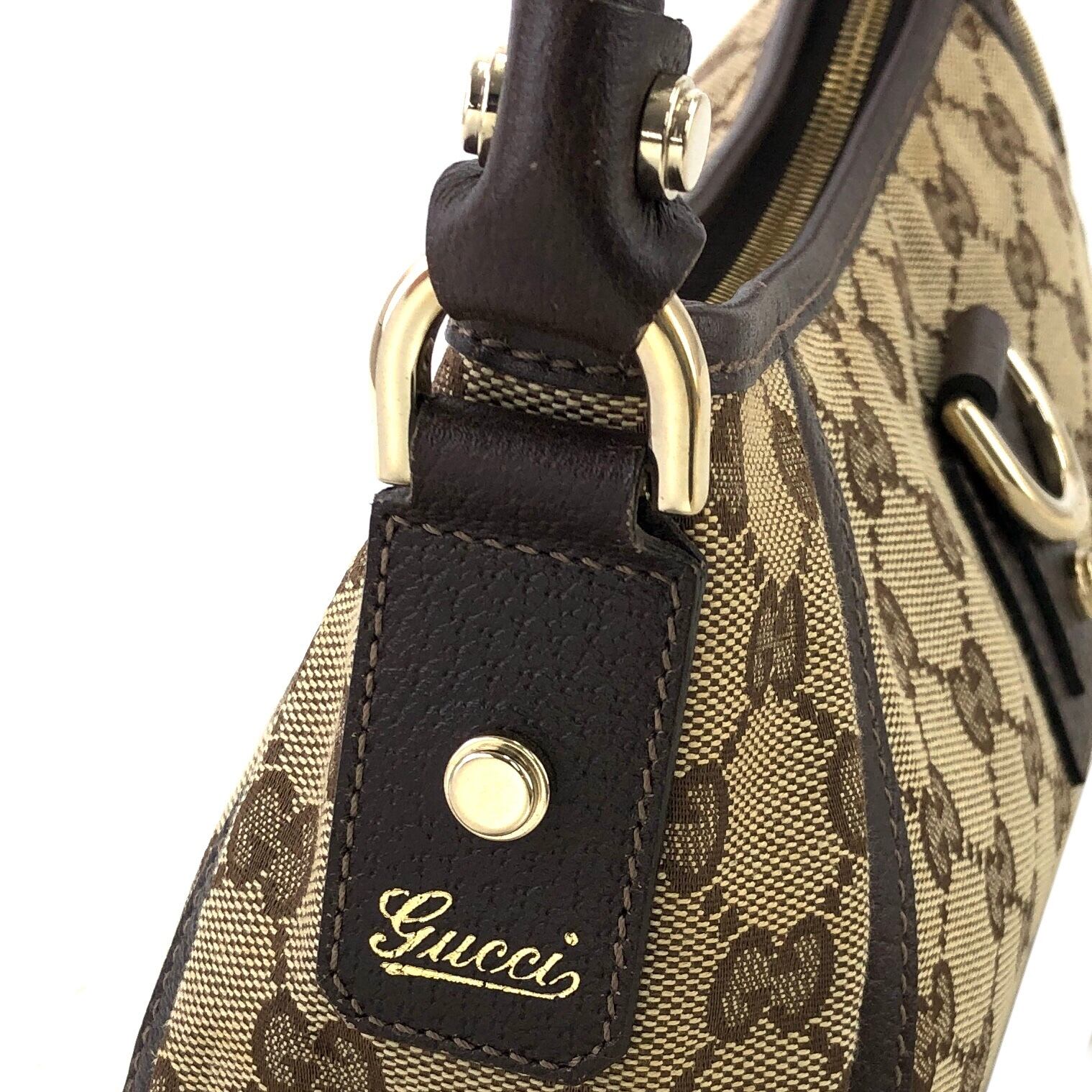 GUCCI グッチ GGキャンバス レザー ホーボー アビー ハンドバッグ