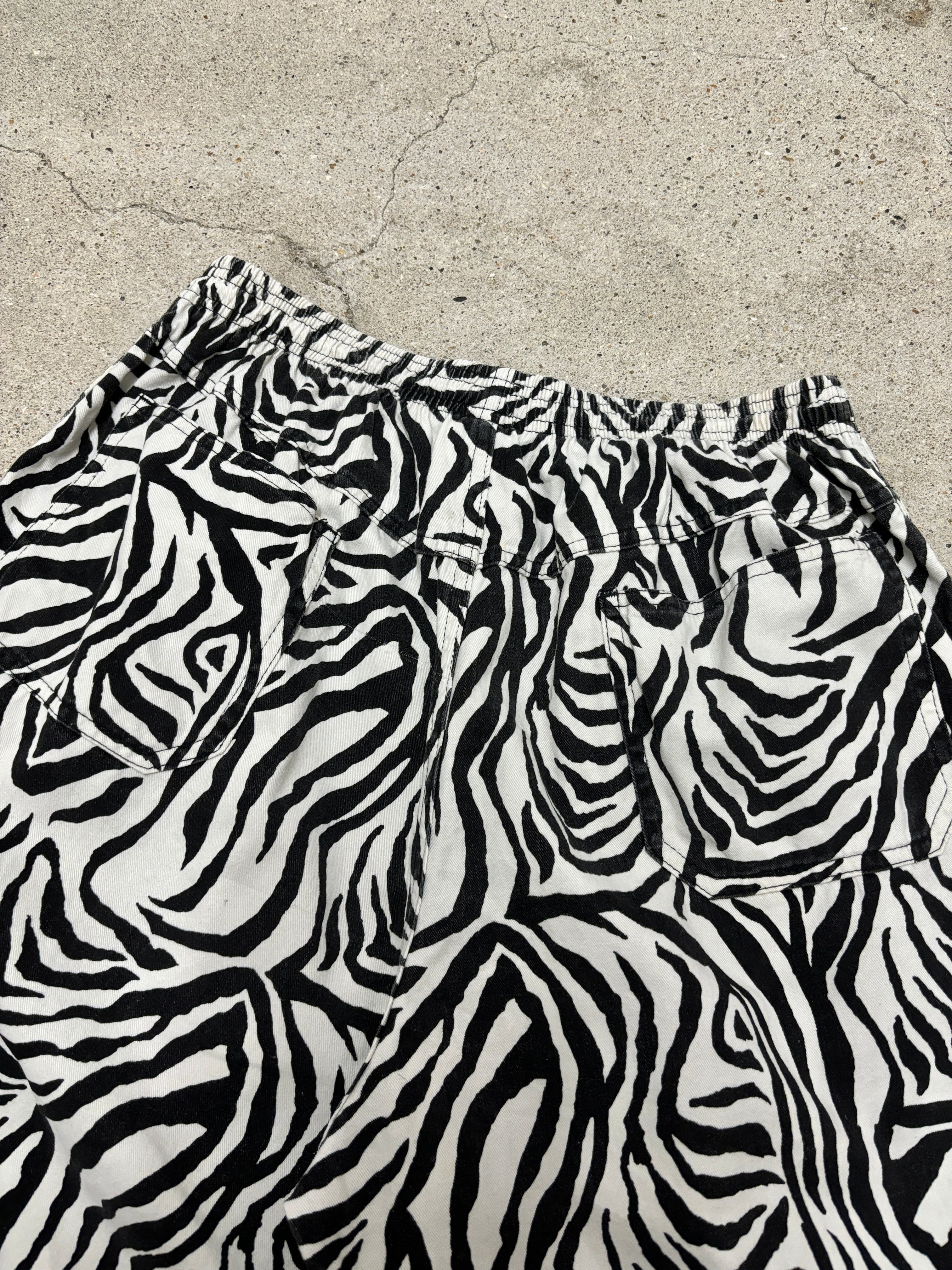 Stussy ゼブラ柄 ショートパンツ 00s OLD STUSSY/Zebra pattern Easy Shorts/USA製/L/ゼブラ柄