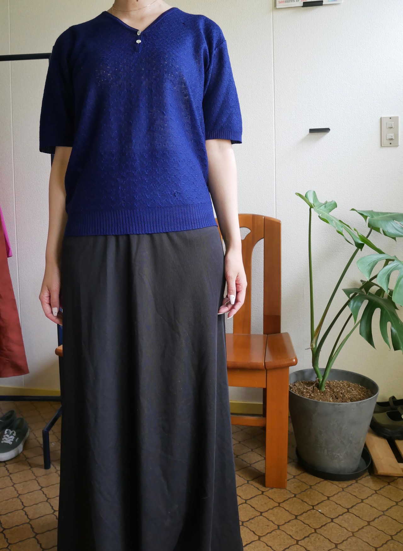 90～navy sukashi knit