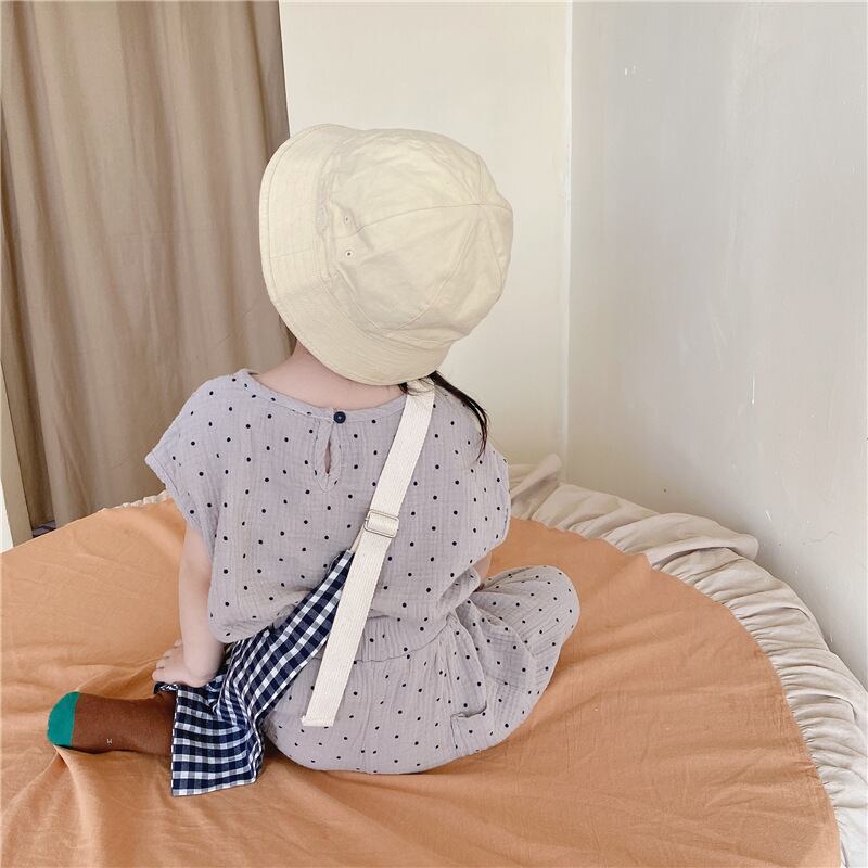 【即納】コットンリネンの水玉セットアップ｜海外子供服｜韓国子供服