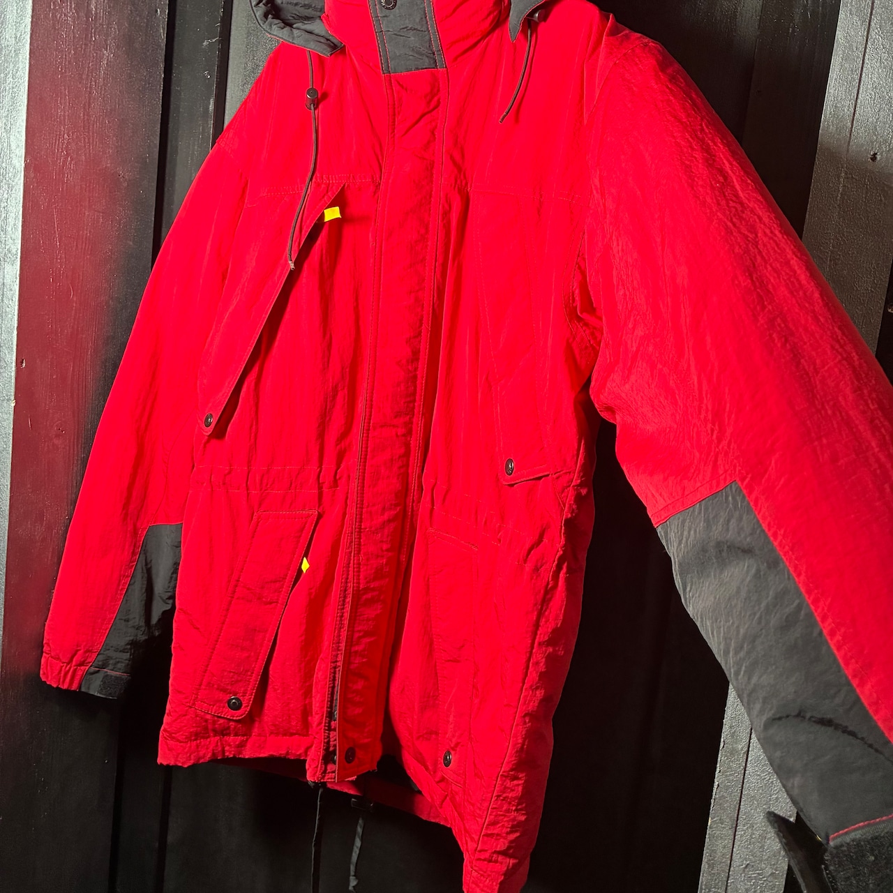 90s Marlboro ダウンジャケット マウンテンパーカー 赤 ドローコード ダブルジップ