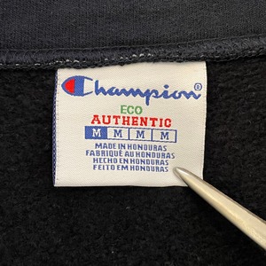 【champion】ハーフジップ スウェット 企業系 刺繍ロゴ  Mサイズ アメリカ古着