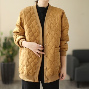 SOLID V-NECK QUILTING JACKET 2colors M-7953