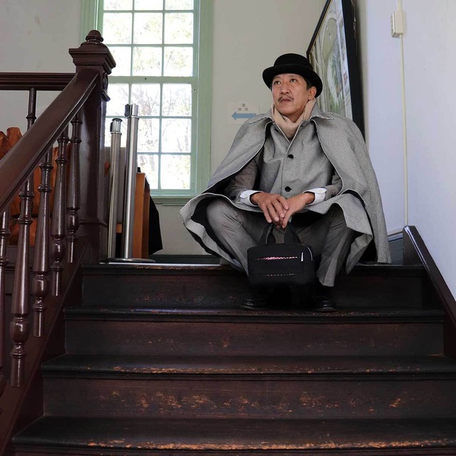 狼火 とんびコート／三河木綿・刺し子生地 ［白黒］