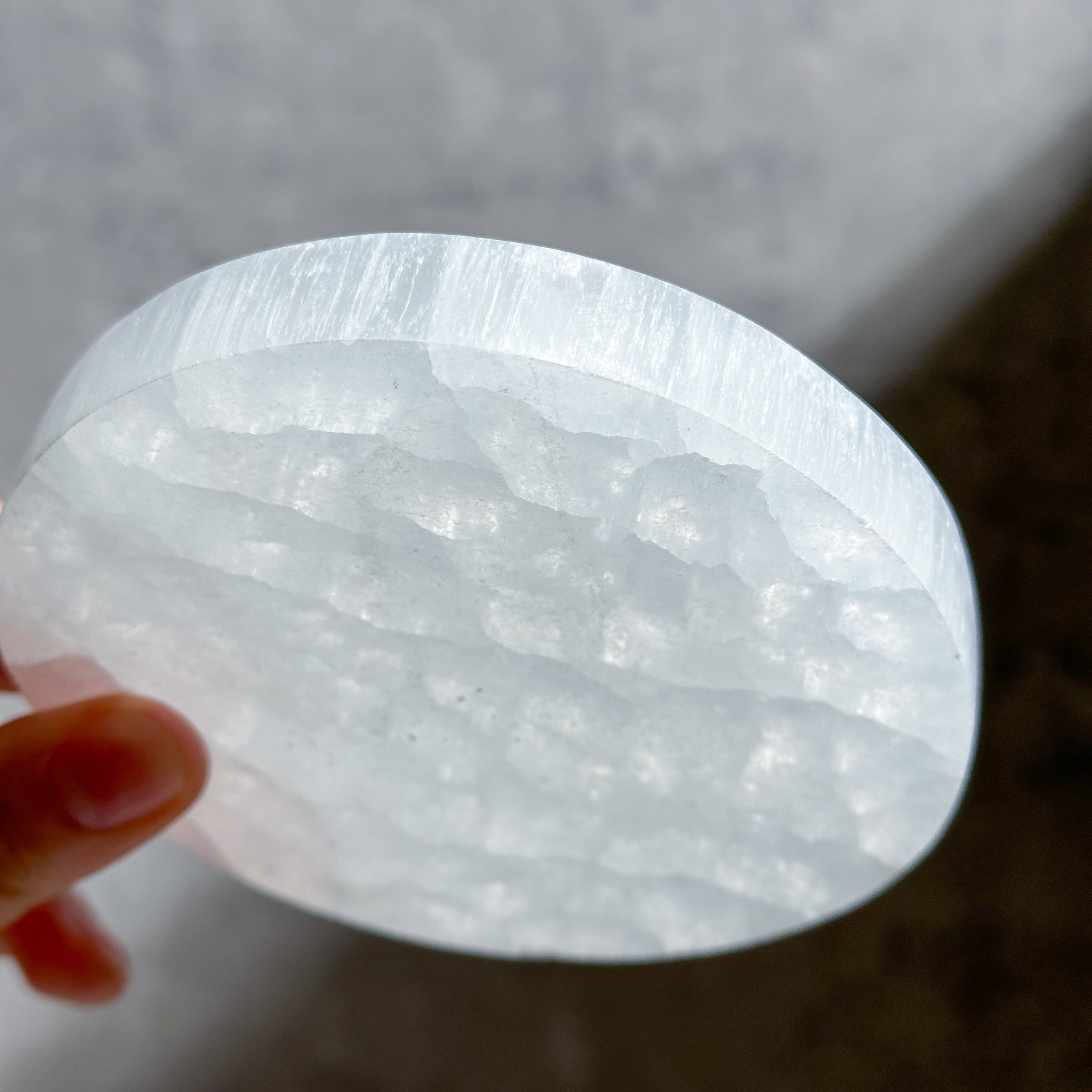 セレナイトのプレート（フラワーオブライフ）丸形01◇Selenite