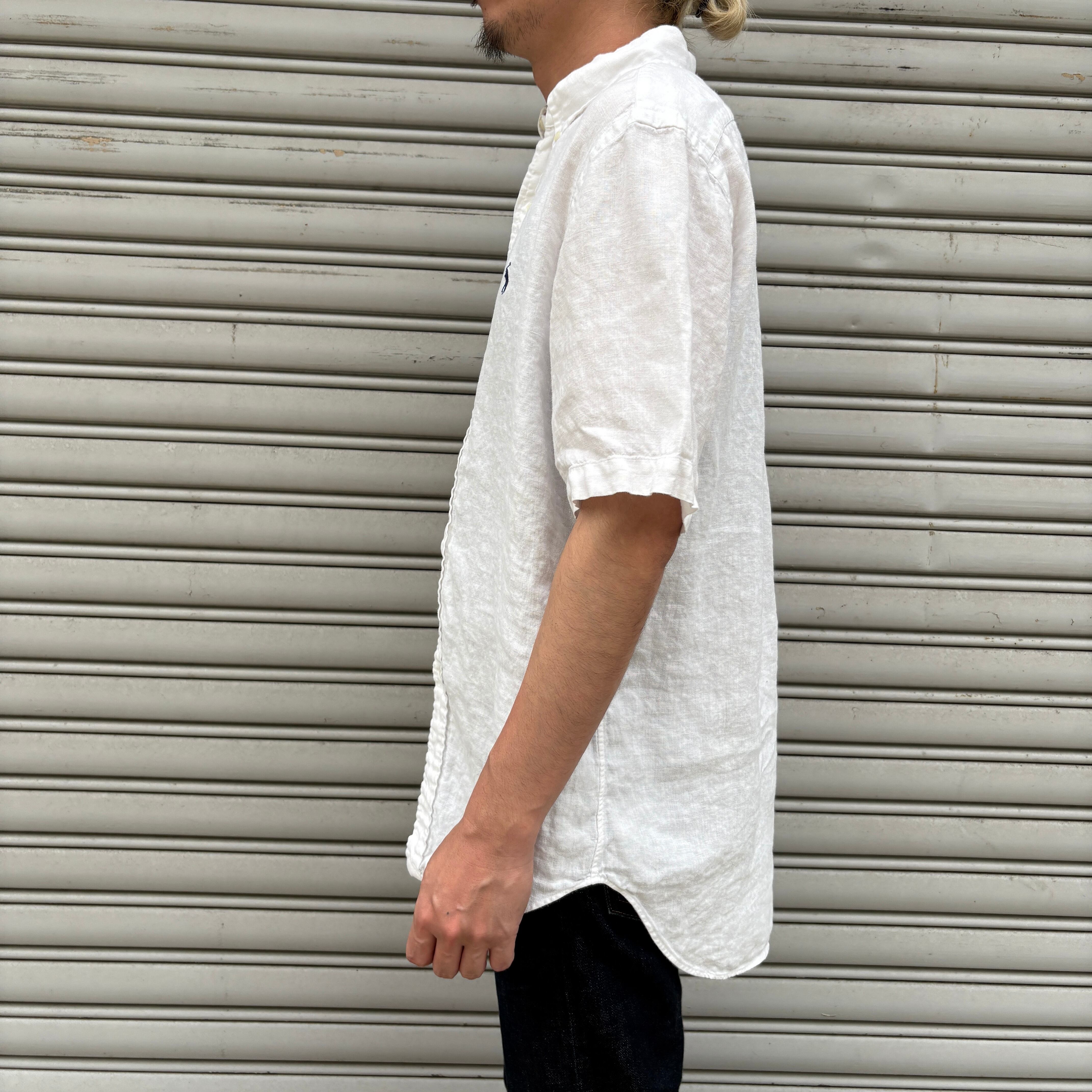 Ralph lauren リネン半袖シャツ 白 M 90s ラルフローレン | 古着屋 Uan