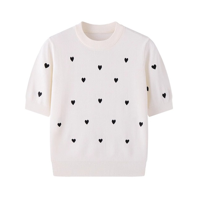 Monotone heart summer knit　B832