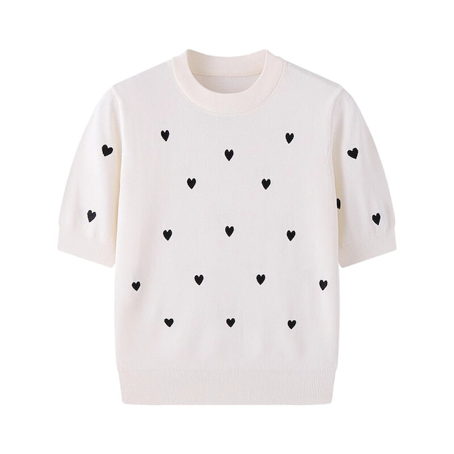 Monotone heart summer knit　B832