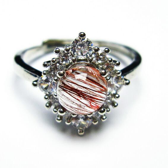 キャッツアイルチルクォーツ 指輪 リング 19号 フリーサイズ 調整可能 一点物 メール便送料無料 [M便 1/20] 115-4452