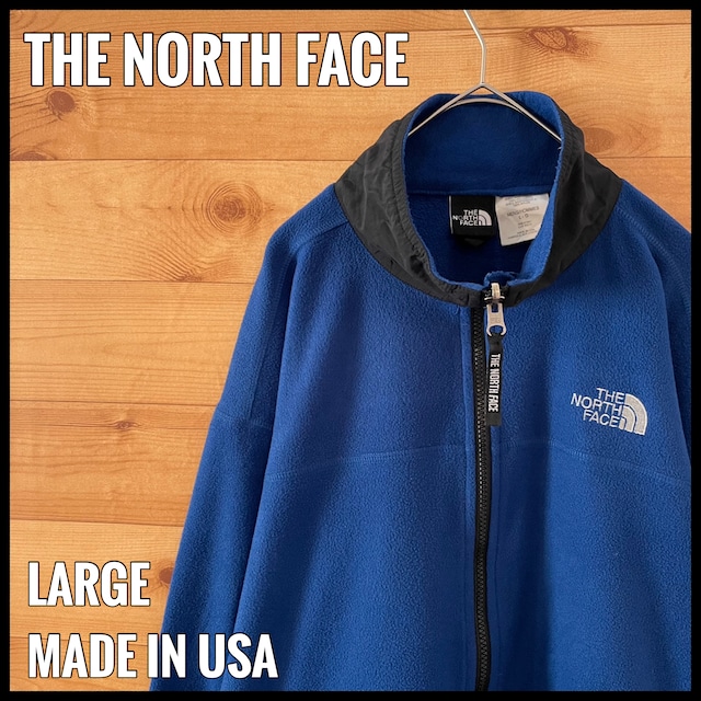 【THE NORTH FACE】USA製 フリース デナリジャケット 中間着 ワンポイントロゴ 刺繍ロゴ ジップアップ フルジップ L 切替 ナイロン ノースフェイス US古着