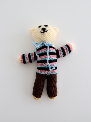 手編みのぬいぐるみ 白くま  / Hand Knit  Multicolor Plush Polar Bear