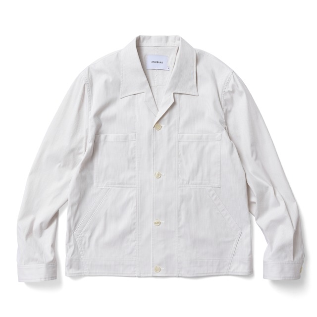 yarn dyed dobby cord shirt jacket BEIGE×WHITE