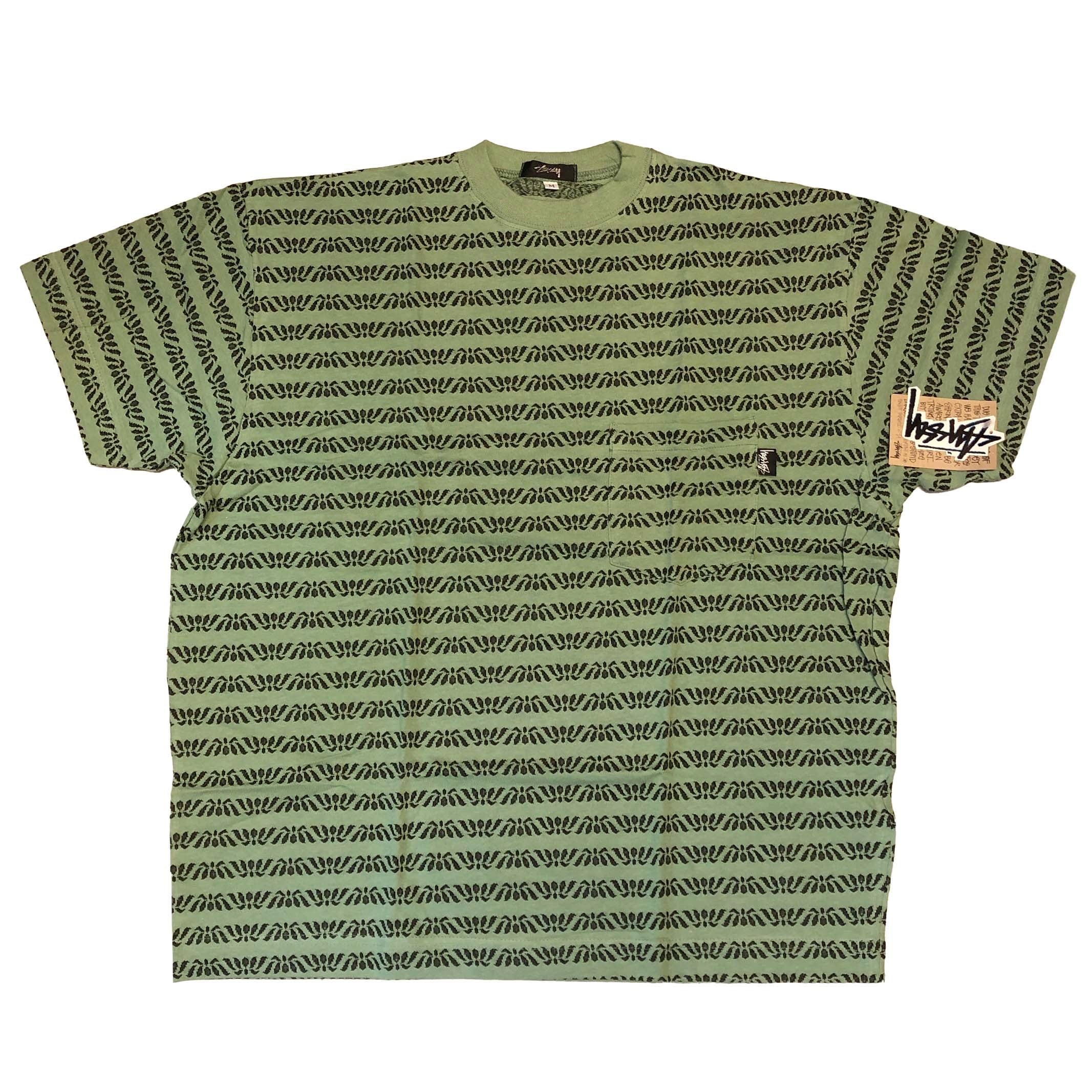 80s 初期 OLD STUSSY ボーダー Tシャツ ポケット 刺繍 90s