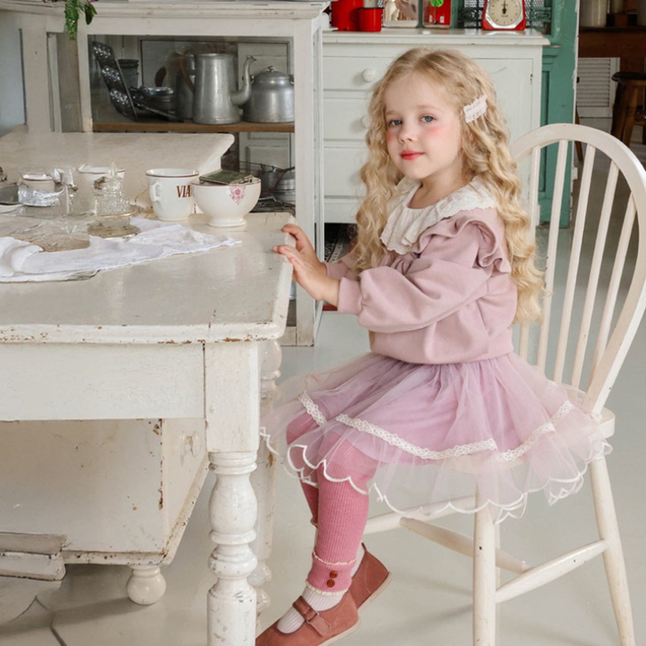 秋花びらヘムチュールスカート