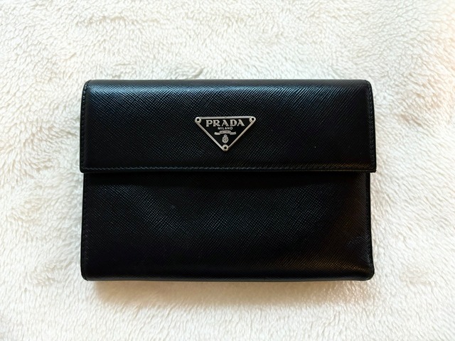 PRADA Saffiano leather wallet BLACK MADE IN ITALY