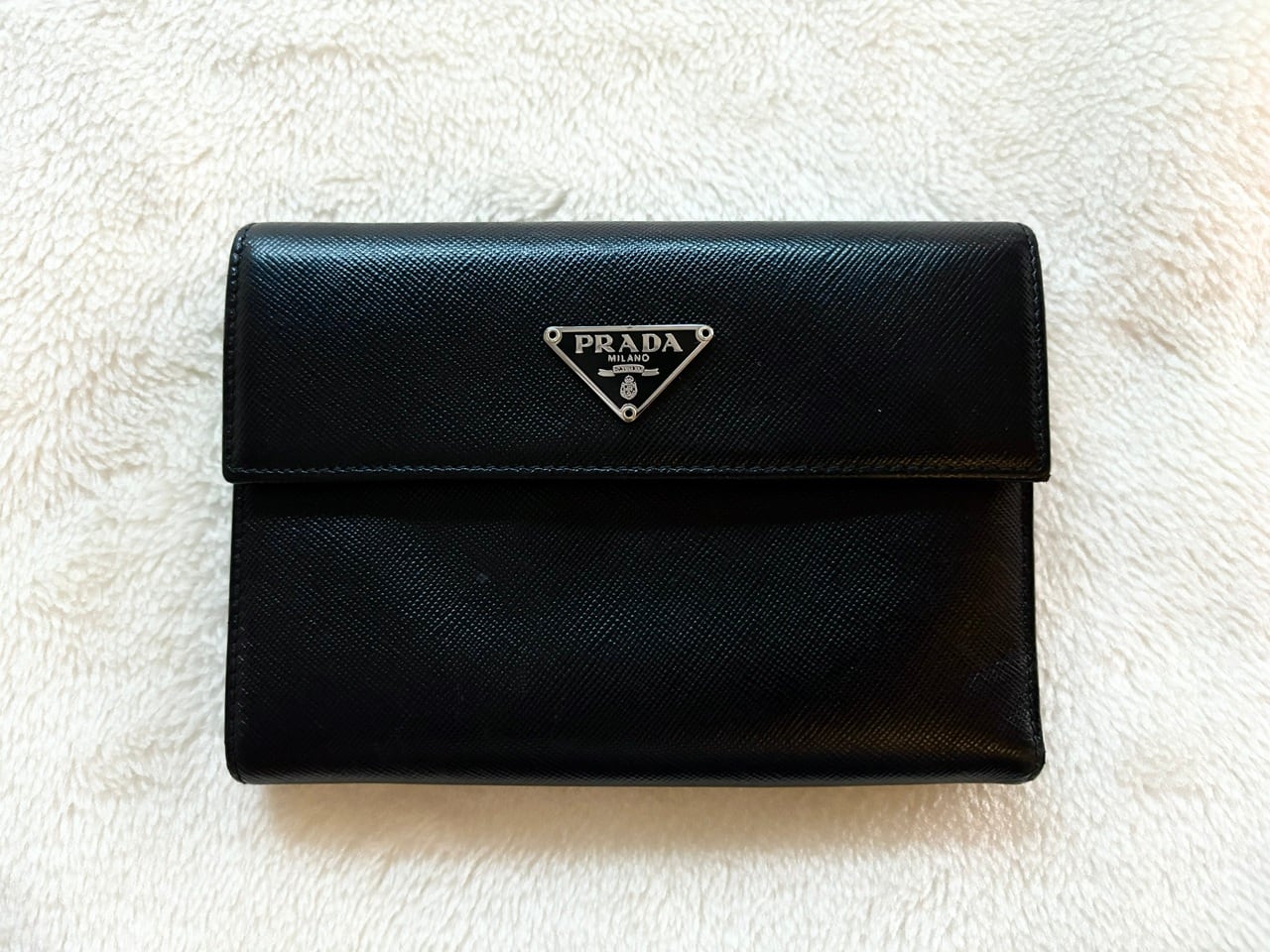 PRADA Saffiano leather wallet BLACK MADE IN ITALY