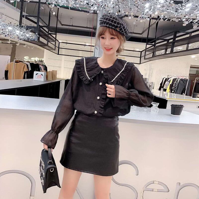 ラージサイズショートウエスタンスタイルフレンチ2020デザインシフォンファットmmスリミング長袖トップスレディースファット&スウィート ミックスインファッション27794705278
