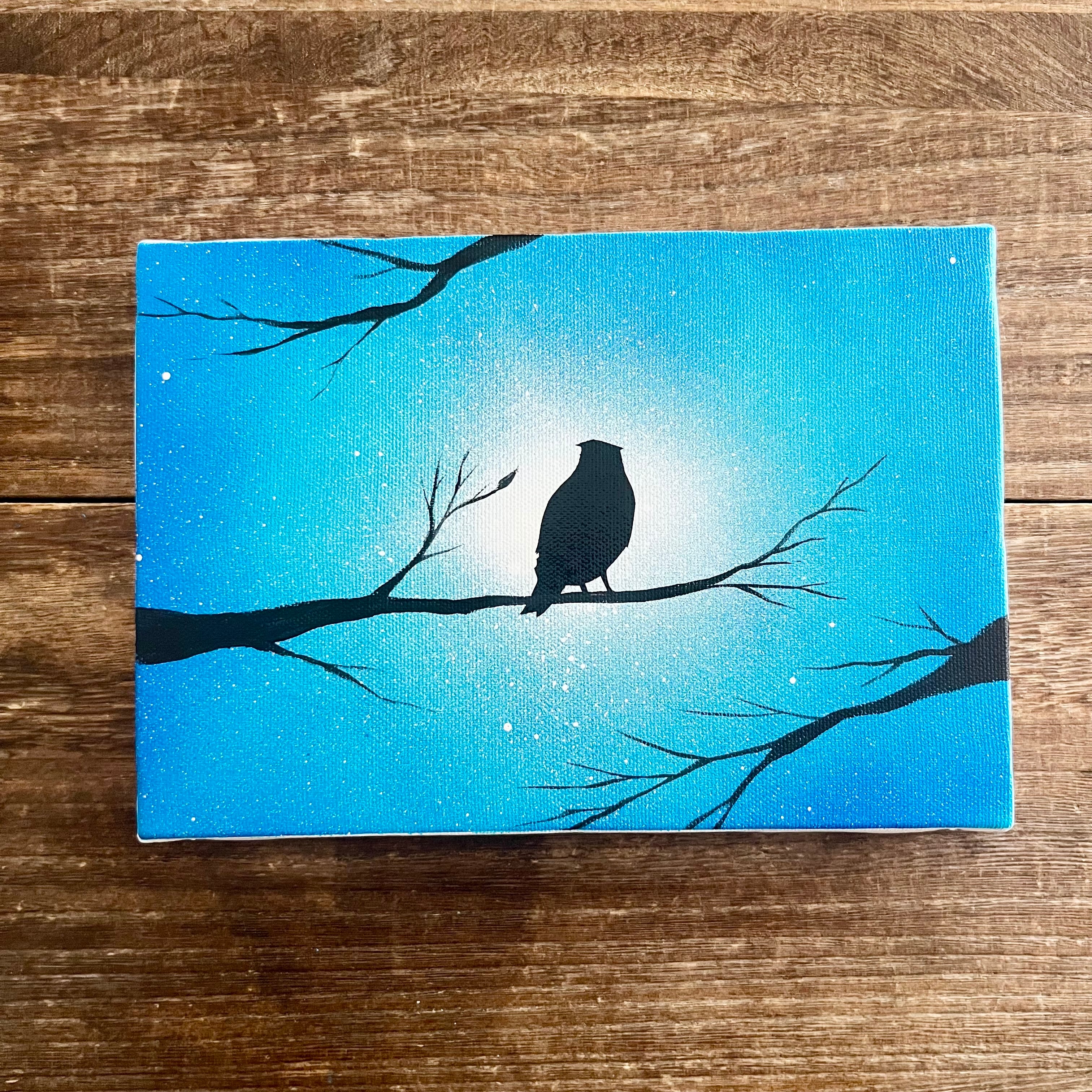 キャンバス油絵　専用　世界のカラフルなふくろう　とっても明るい月夜 キャンバス油絵 専用 世界のカラフルなふくろう とっても明るい