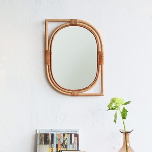 Rattan leaf mirror