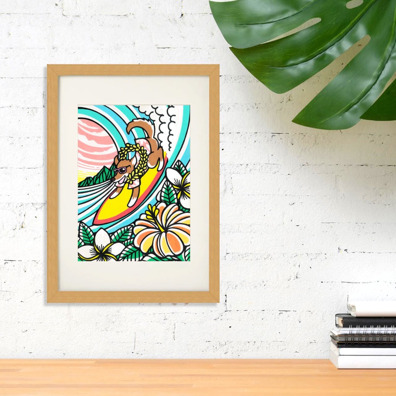 Wood Panel A4（Aloha Dog）with Frame | TAMO ART GALLERY