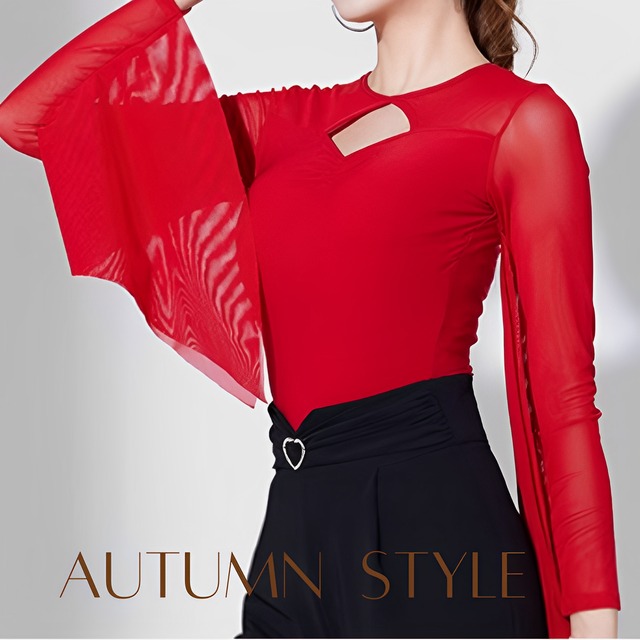 フローティング　シアースリーブデザイン　トップス　【レオタードタイプ】　ds0277