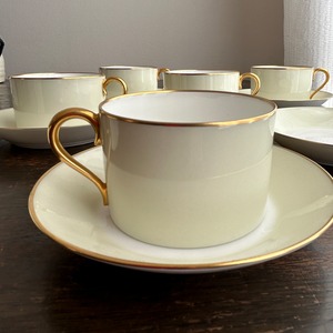 昭和7年大倉陶園　漆蒔技法コーヒーC&S 6客セット