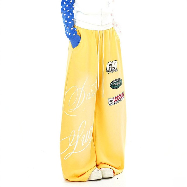 レーシングワッペンレタリングボリュームパンツ 2col   R02864