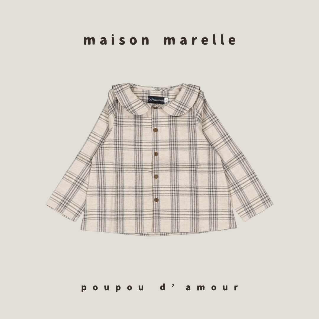 12M~5Y 送料無料【予約】maison marelle|Shirt MONCEAU - beige tartan(11月上旬以降入荷予定)