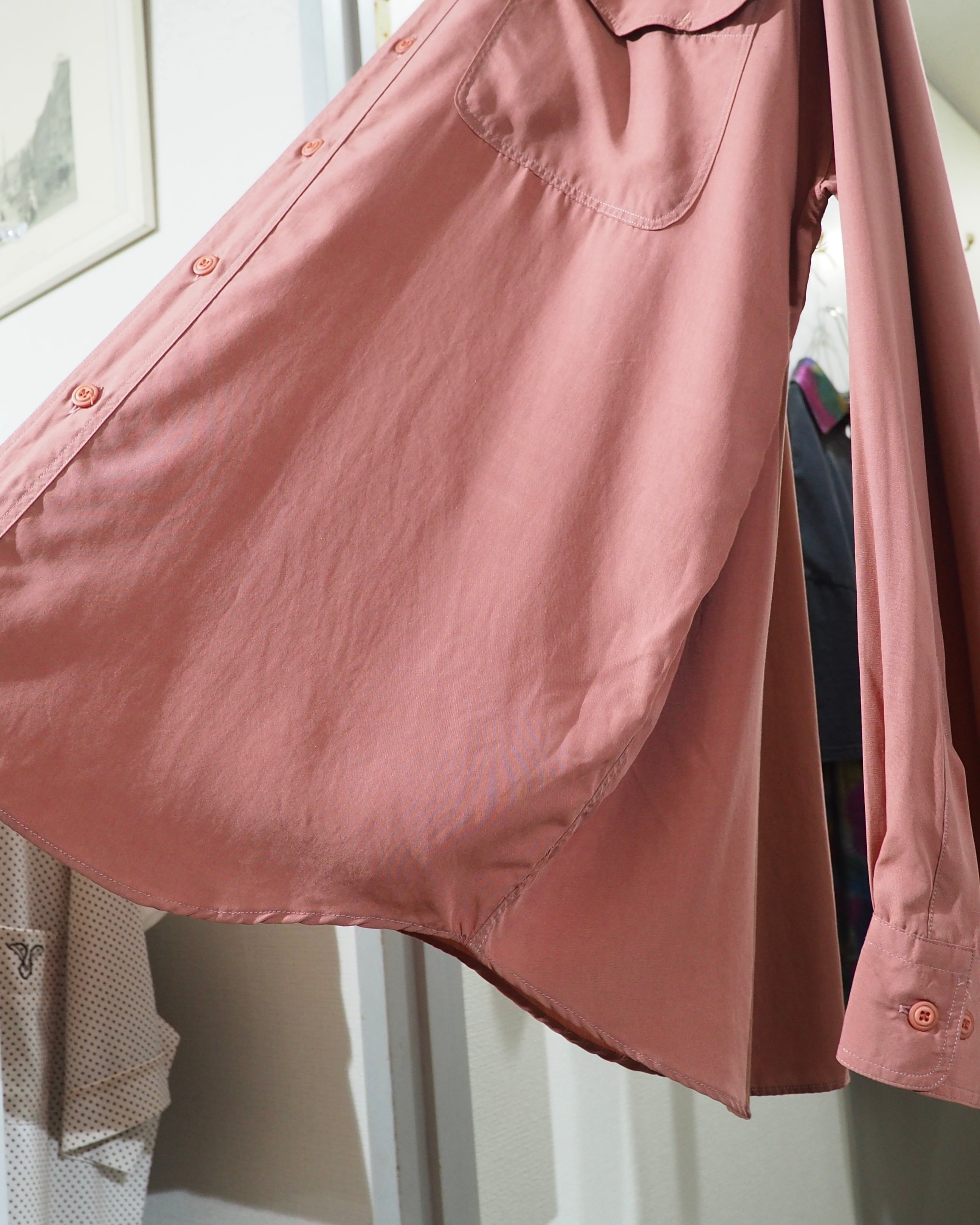 1990s " Allegri ‐ 鈍煤 " Beautiful Dusty Pink Color vintage Drape loose shirt