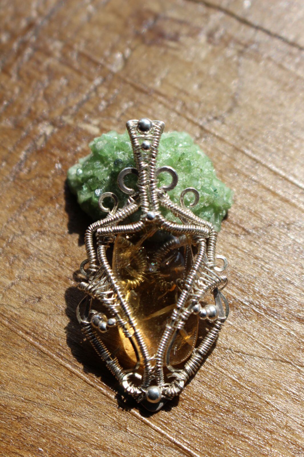 Citrine silver925 wirewrapping pendant