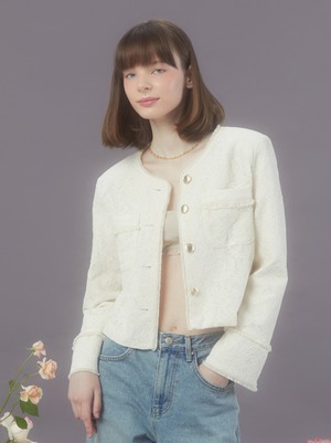 [MARGARIN FINGERS] LACE FRINGE JACKET (IVORY) 正規品  韓国 ブランド 韓国ファッション 韓国代行 マーガリンフィンガーズ 日本 店舗