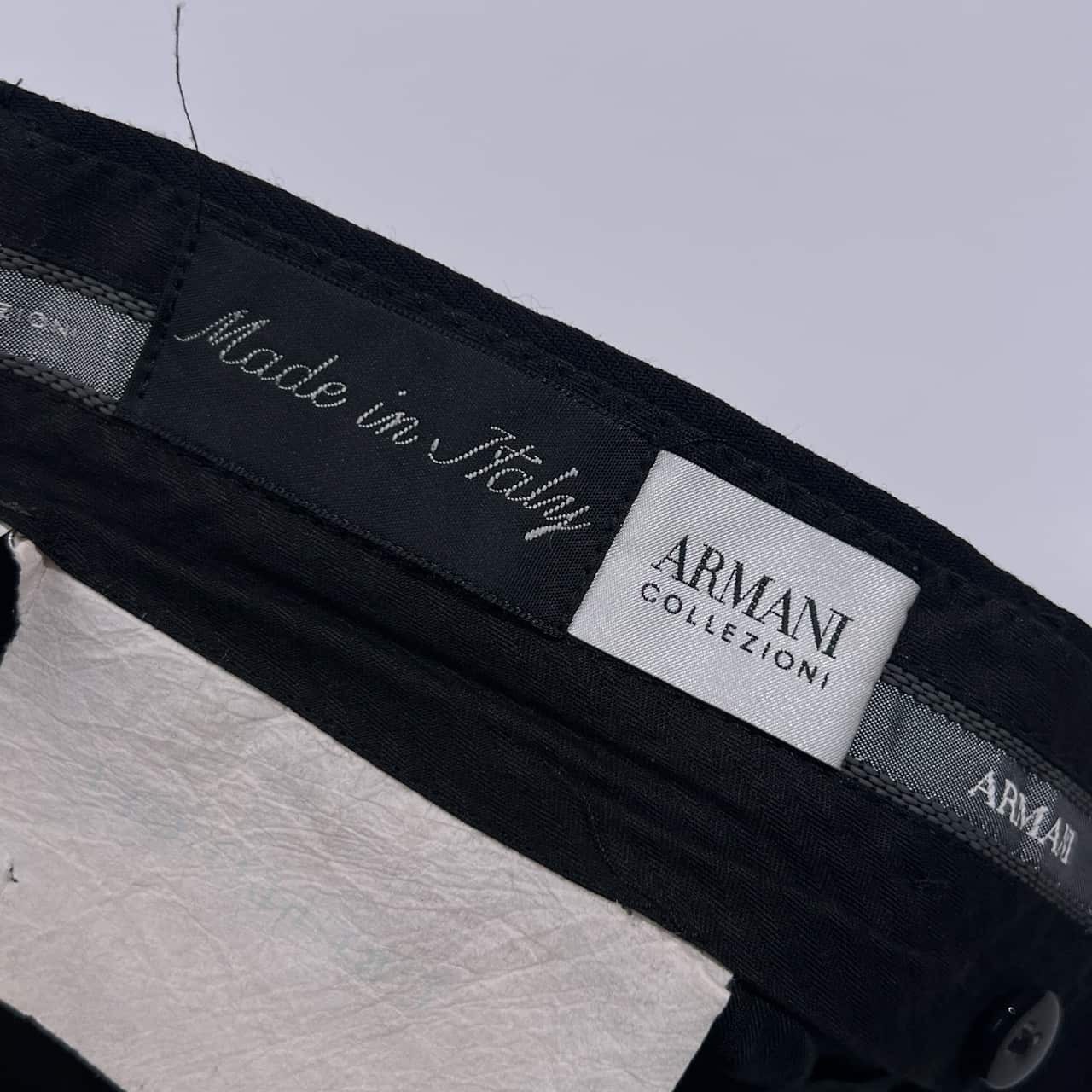 イタリア製 ARMANI COLLEZIONI アルマーニ コレツィオーニ ツータック スラックス パンツ W82/ブラック メンズ