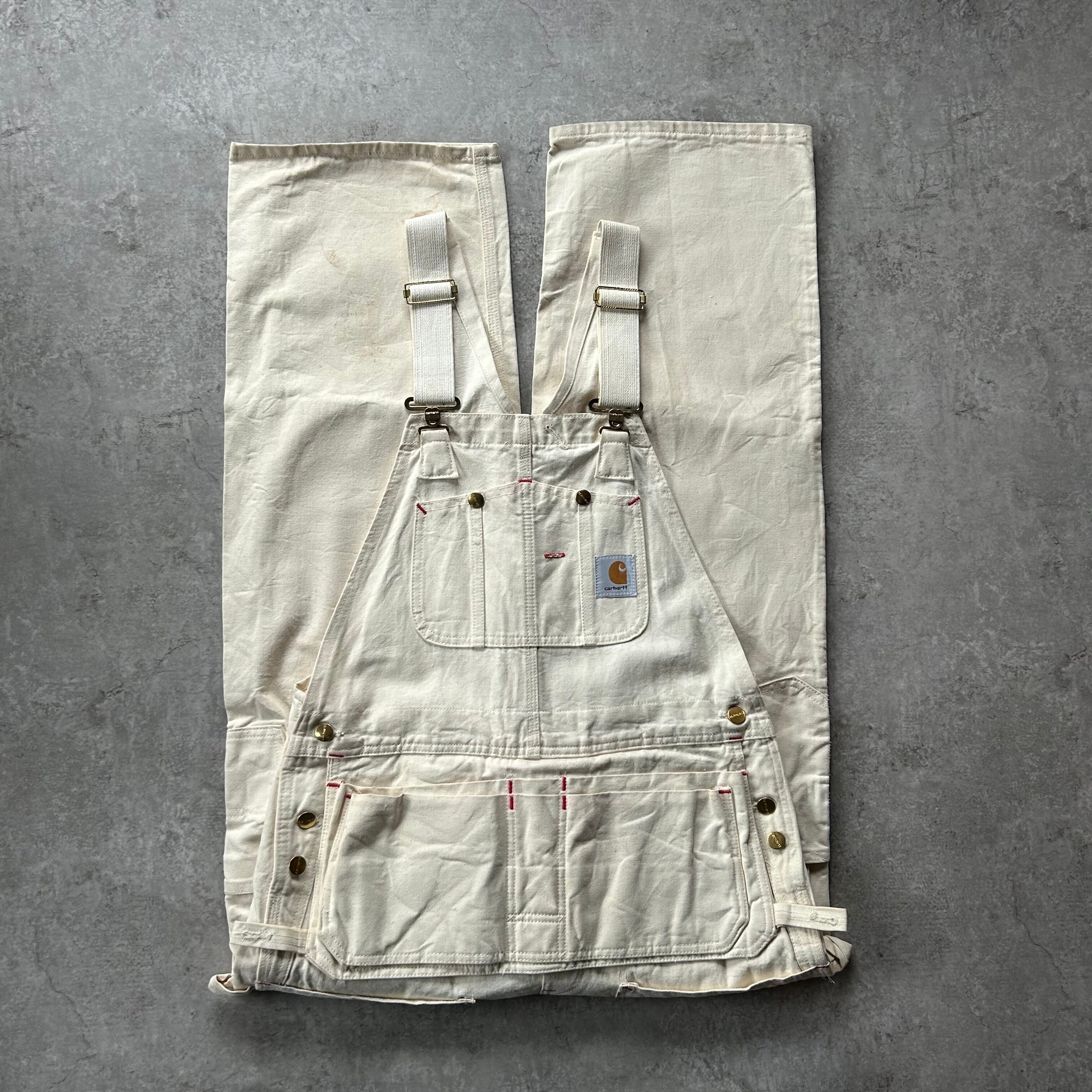 90s カーハート オーバーオール USA製 ブラウン 38×32 ダブルニー