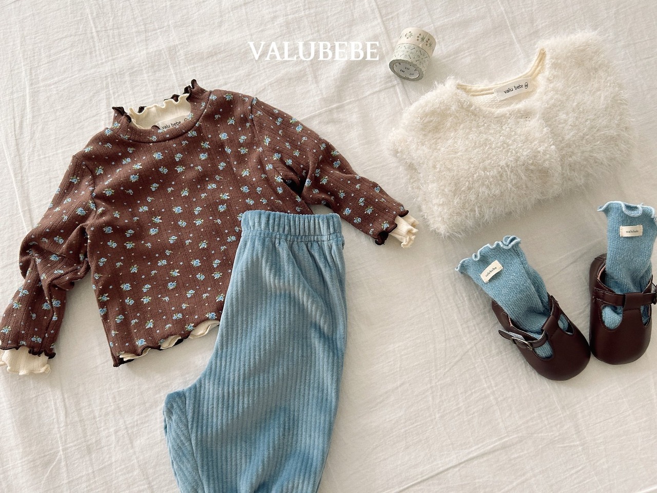 ベルベベ / valubebe / ローズ裏起毛フライスT / 韓国子供服 / ベビー|キッズ / 26winter〖取寄〗*6M~S*