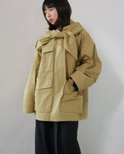 i’m here - Haoli Military Jacket :Beige |フードストールドッキング/2WAY/ウェザークロス 入荷予定:2026.01.17(各色 M 1点)