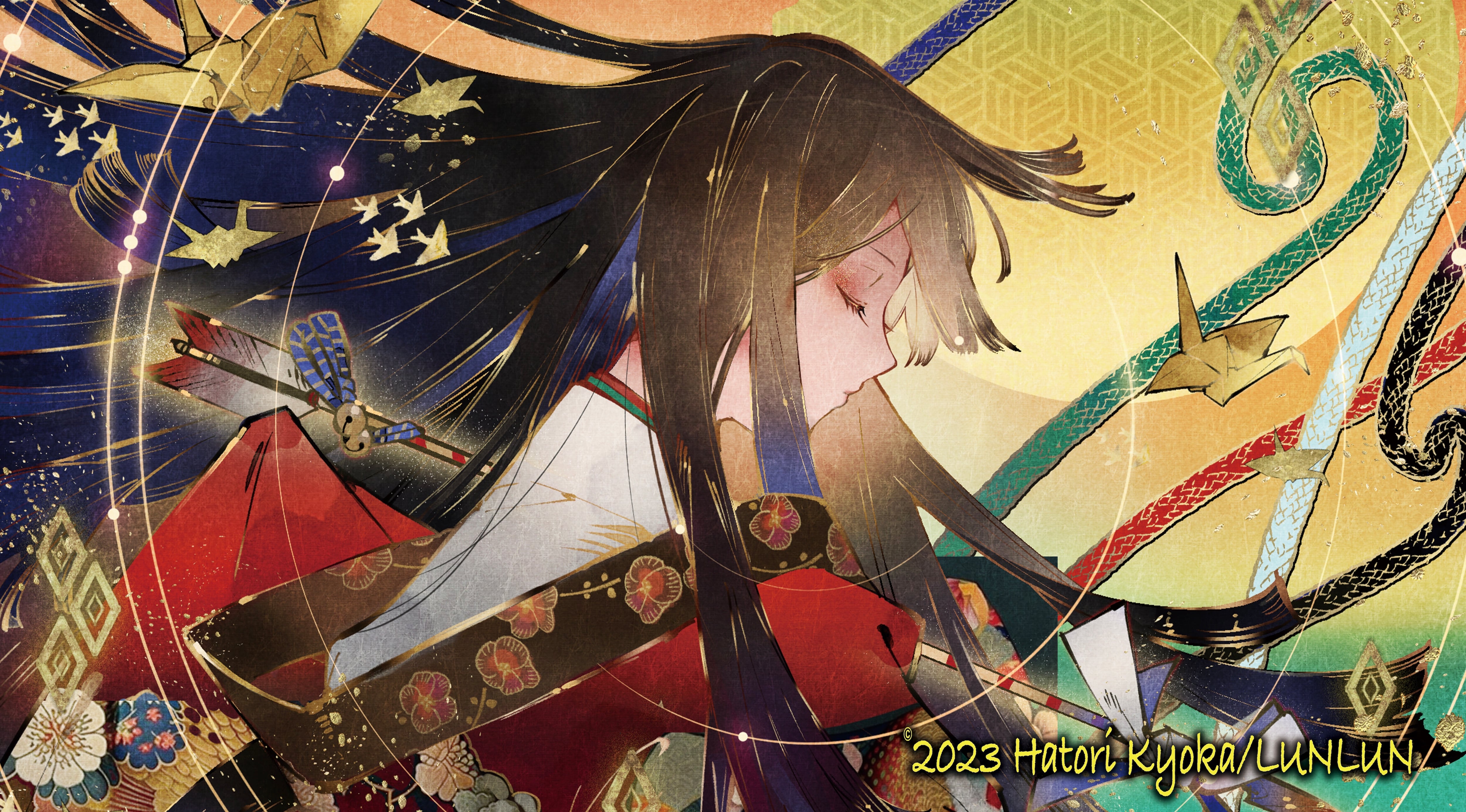 《当店のみの販売》匈歌ハトリ先生書き下ろしオリジナルプレイマット 月鏑(夕焼け版) 限定