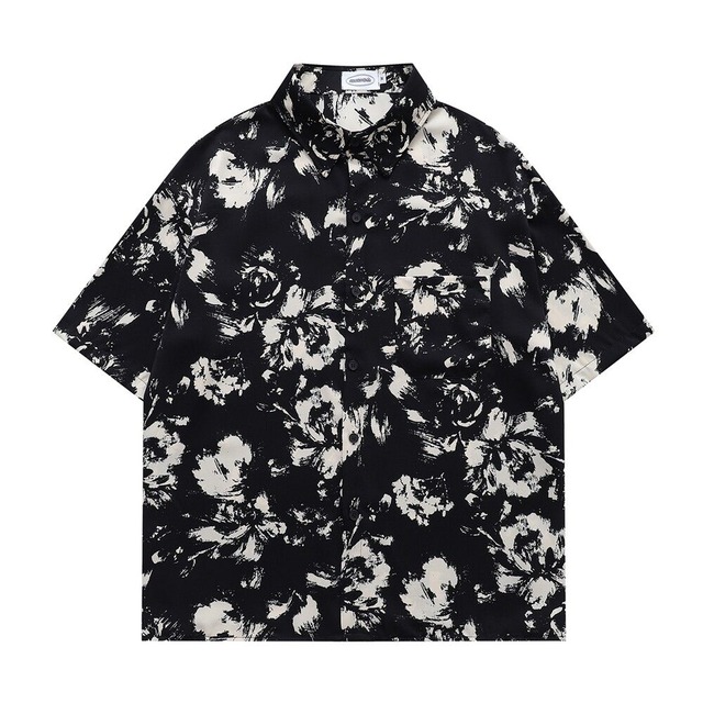 【UNISEX】INK DYE PRINT RELAXED SHORT SLEEVE SHIRT M-17835
