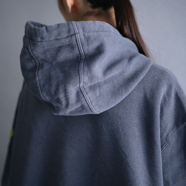 "Carhartt" sleeve printed over size gray sweat parka