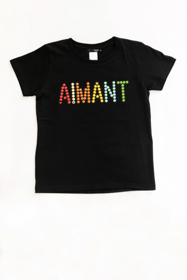 AIMANTマルチカラーロゴTシャツ(WOMEN)／ブラック：1803091