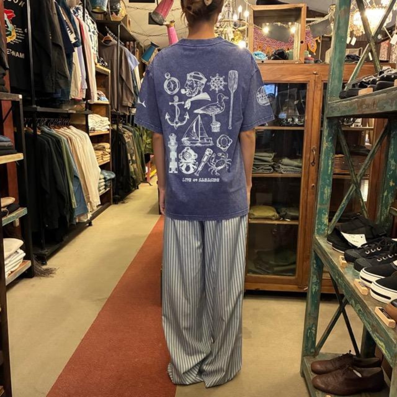 TOPANGA Lady's TOPANGA FIRECOUNTRY Pigment dyed T-shirt Life of seaside Blue　ピグメントダイ半袖Tシャツ　ライフオブシーサイド　ブルー　全4サイズ　